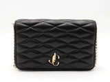 Jimmy Choo Farone Wallet With Chain In Quilted Black Nappa Leather Fw0626ocrdu