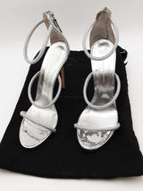 Giuseppe Zanotti Silver Metallic Heels With Crystal Embellished Straps Eb526crsa