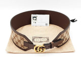 Gucci Marmont Gg Supreme Logo Canvas & Leather Brown Belt Size 75|30 Fw0725oxzdu