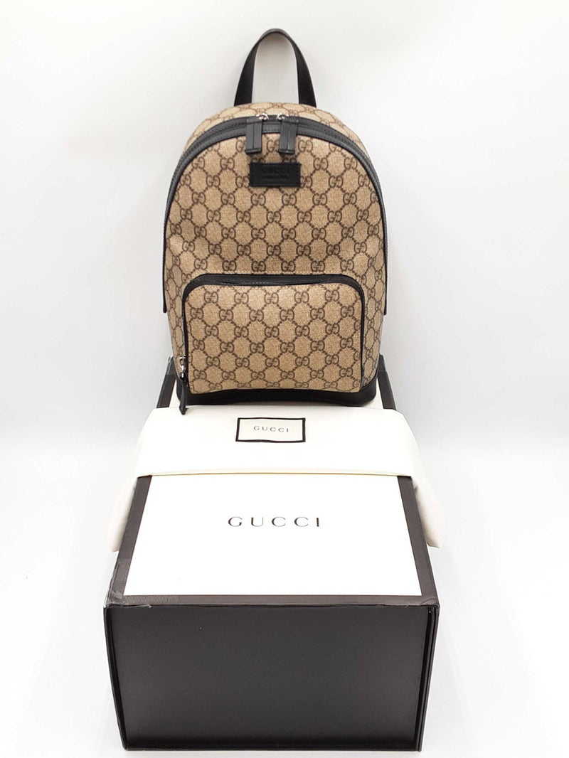 Gucci Gg Supreme Coated Canvas & Leather Backpack Fw1224prxdu