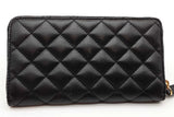 Versace Quilted Black Leather Zip Around Wallet Eb0826lorde