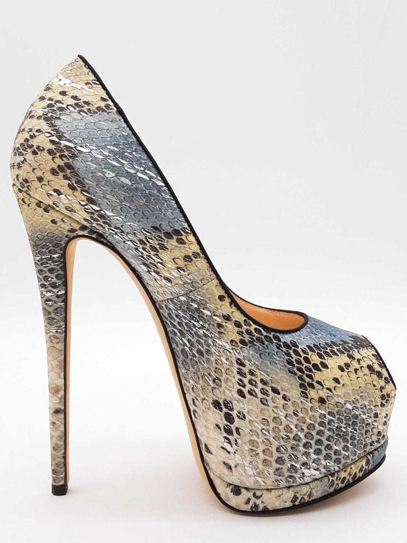 Giuseppe Zanotti Sharon Tricolor Python Embossed Heels Size Eu 36 Do0725crde