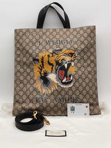 Gucci Coated Canvas Tiger Tote Beige Aa0526pwzsa