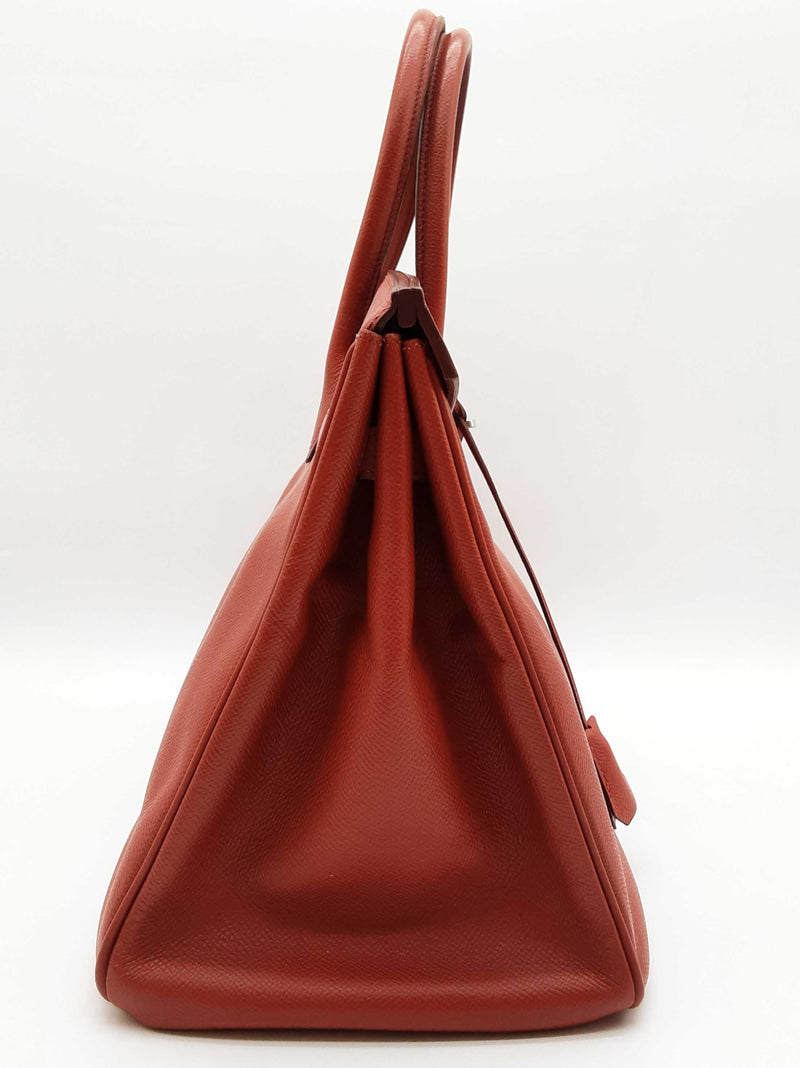 Hermes Birkin 35 Brique Red Epsom Palladium Hardware Handbag Do0825srxzde