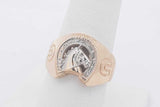 14k Two Tone Gold Horseshoe Featuring Horse Head Ring 5.6g Size 7.5 Eb0326woxsa