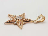 14k Two Tone Yellow White Gold 1.7g Star Pendant Do0426loxde