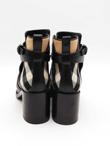 Burberry Check & Black Leather Heel Ankle Boots Size 40 Eb0626lxzsa