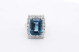Blue Gemstone & Diamond Ring In 14k White Gold 9.5 Grams Size 6 Eb0626irxsa
