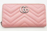Gucci Pink Quilted Chevron Leather Marmont Continental Wallet Eb0126lrxsa