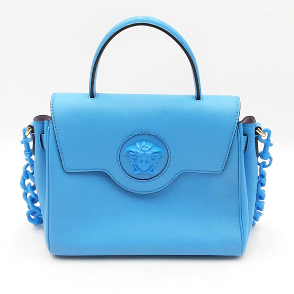 Versace La Medusa Blue Calfskin Leather Top Handle Handbag Sd0925orzdu