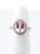 Morganite & Diamond Halo Ring In 10k Rose Gold 2.8 Grams Size 4.5 Fw0326lcrdu