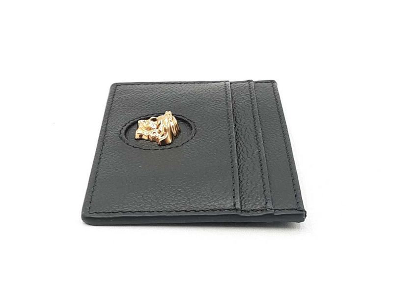 Versace La Medusa Card Holder Wallet In Black Leather Fw0925ezdu