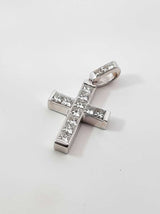 1.25 Cttw Princess-cut Diamond Cross Pendant In 18k White Gold 3.5 Grams Fw0626czxdu
