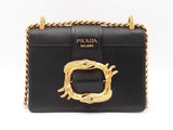 Prada Animalier Cahier Crossbody In Black Leather Fw0625izxdu