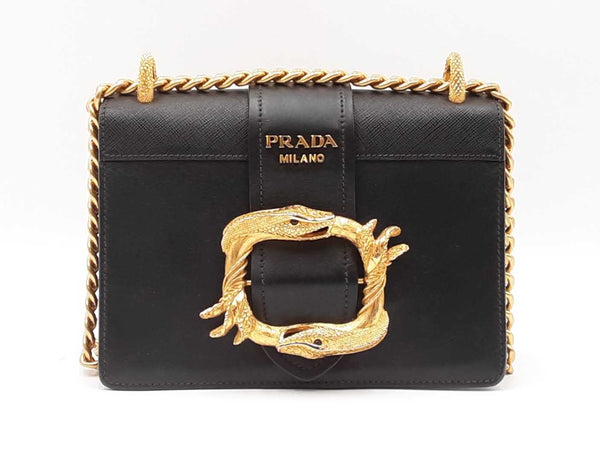 Prada Animalier Cahier Crossbody In Black Leather Fw0625izxdu