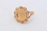 18k Yellow Gold Coin Inspired Ring 3.4 Grams Size 4.5 Eb0826oirsa