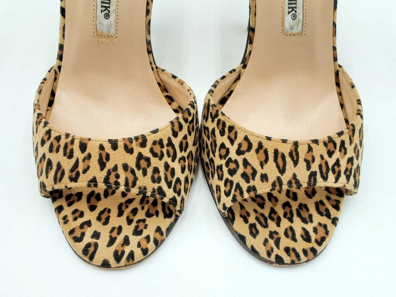 Manolo Blahnik Peep Toe Pumps In Leopard Print Suede Size Eu 35 Us 5 Fw0725rxdu