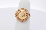 18k Yellow Gold Coin Inspired Ring 3.4 Grams Size 4.5 Eb0826oirsa
