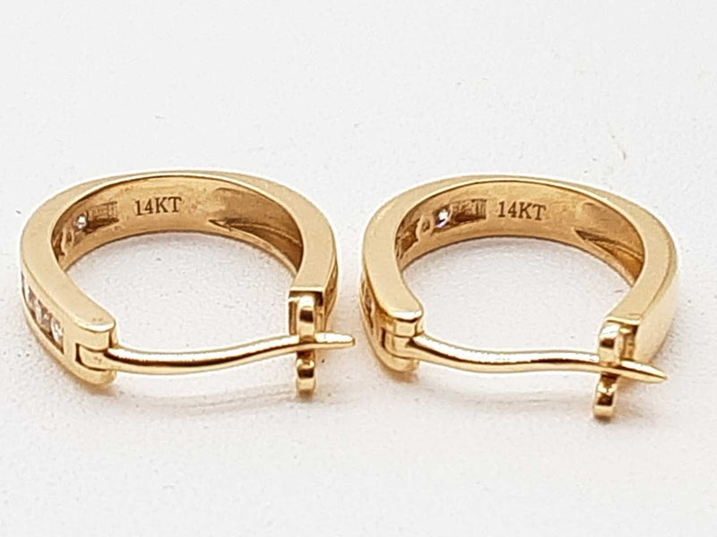 0.40 Cttw Diamonds 14k Yellow Gold 2.3g Hoop Clasp Back Earrings Do0625lexde