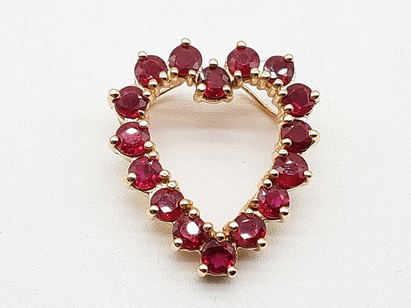 Synthetic Ruby 14k Yellow Gold 8.1g Heart Pendant Do0425wcxde
