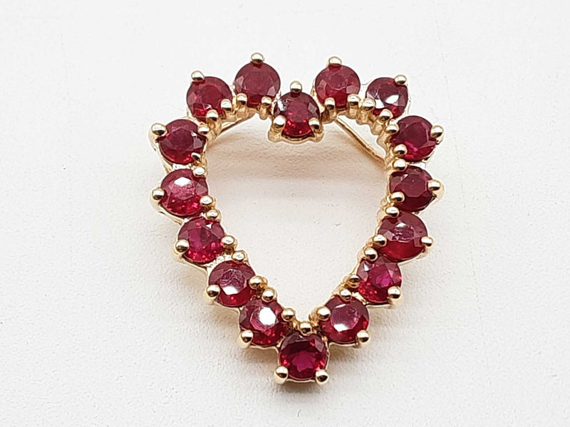Synthetic Ruby 14k Yellow Gold 8.1g Heart Pendant Do0425wcxde