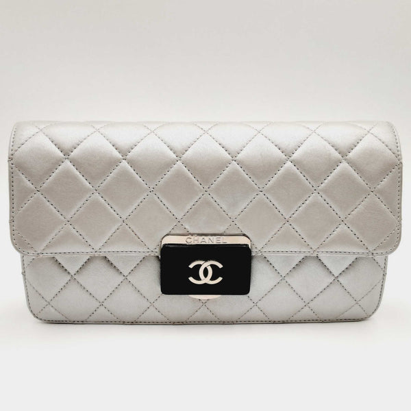 Chanel Beauty Lock Silver Quilted Leather Flap Tote Bag Msolxzsa 144010024664