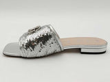 Gucci Marmont Slides W Silver Sequins Dbl G Silver Size 37.5 Aa0726lorsa