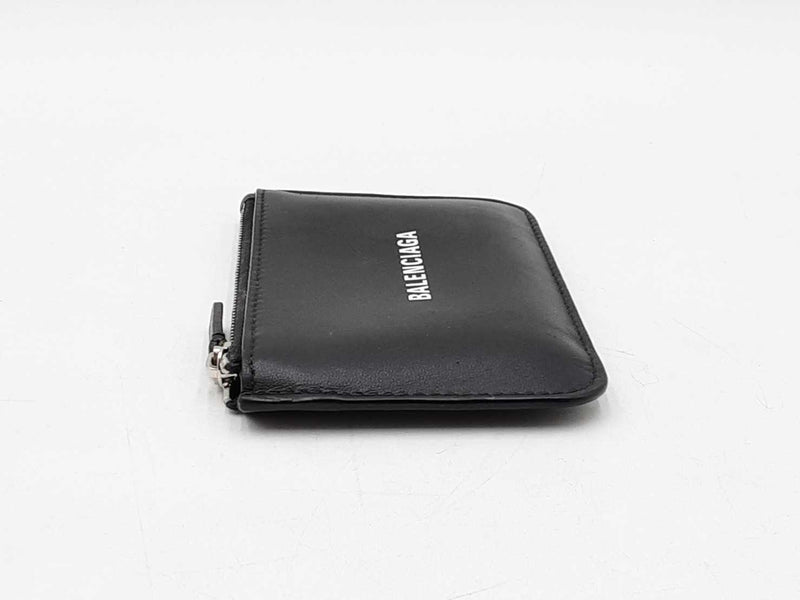 Balenciaga Cash Coin And Card Holder In Black Grained Leather Fw0725lzxdu