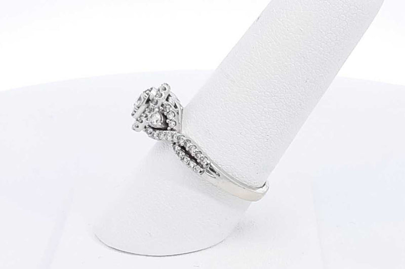 0.13ctw Diamond Ring In 10k White Gold 3.6 Grams Size 8 Eb0225lxzsa