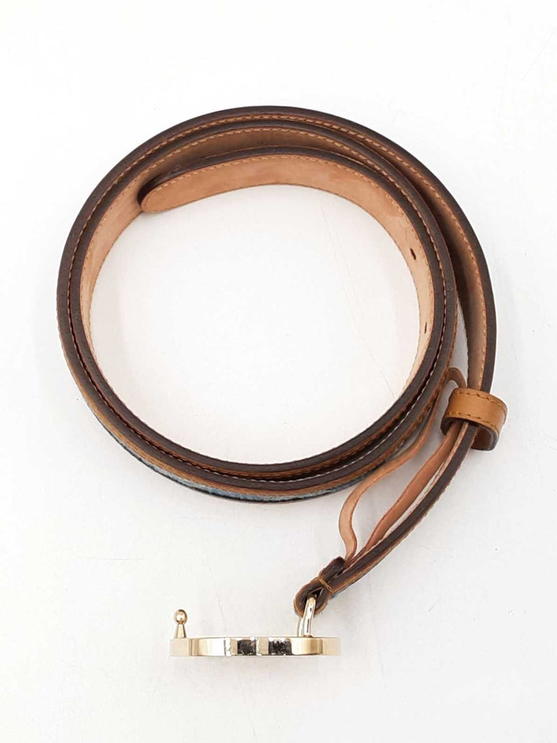 Gucci Interlocking G Belt Buckle With Denim & Leather Belt Size 85|34 Fw0825ezdu