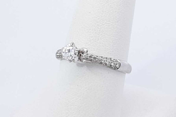 0.20ctw Center Round Diamond Ring 14k White Gold 2.7 Grams Size 7.25 Eb0925oxrdu