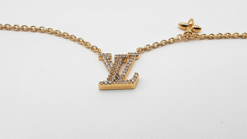 Louis Vuitton Lv Iconic Gold-tone Cubic Zirconia Necklace 18.5 Inch Fw0925lrzdu