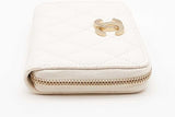 Chanel White Caviar Quilted Zip Aound Coin Wallet Eb1125rxzde