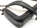 Prada Studded Black White Vitello Leather Flap Chain Crossbody Bag Do0426rrxde