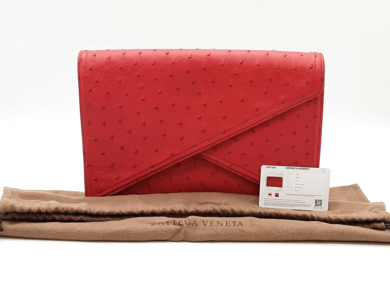 Bottega Veneta Red Ostrich Leather Piano Clutch Sd1025lczxde