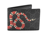 Gucci Kingsnake Print Bifold Wallet In Black & Grey Gg Supreme Coated Canvas Fw0726ezdu