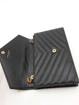 Yves Saint Laurent Quilted Chevron Leather Envelope Chain Wallet Eb0726pxzdu