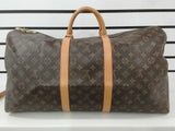 Louis Vuitton Brown Monogram Keepall Bandouliere 55 Duffle Bag Vc0826llopmia