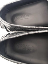 Versace Medusa Croc-effect Grey Leather Loafers Size 46 Eb0525lorsa