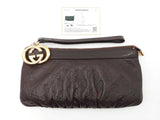 Gucci Britt Wristlet In Dark Brown Guccissima Embossed Leather Fw0826lexdu