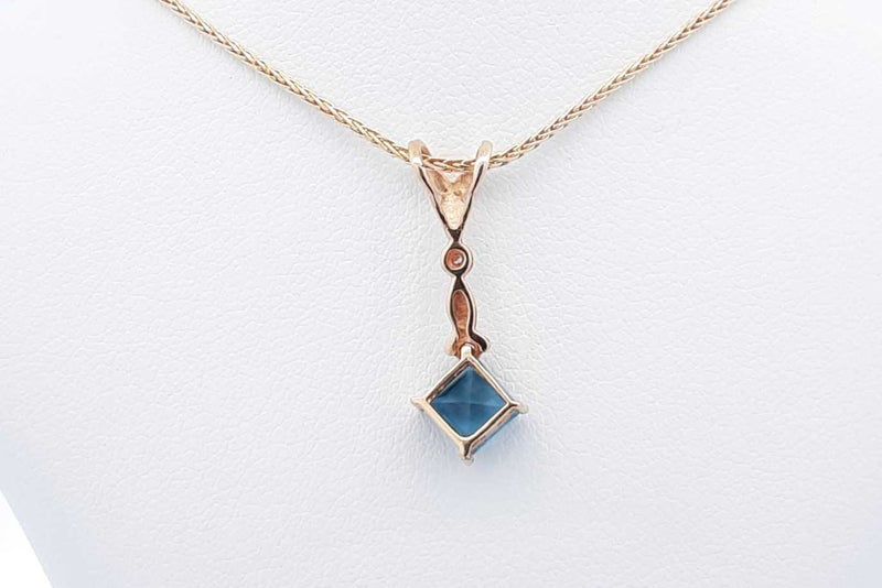 Blue Topaz Necklace In 14k Yellow Gold 2.8 Grams 16 Inch Eb1124crdu