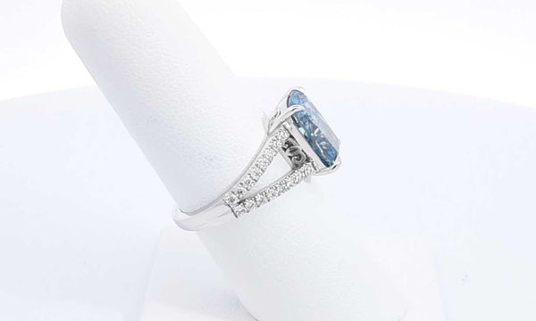 14k White Gold 3.72ctw Lab Grown Blue Diamond Ring Size 6.5 Ebpesrdu144010027961