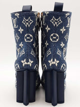 Louis Vuitton Monogram Denim Silhouette Ankle Boots Size 36.5 Eb0826orxsa