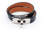 Hermes Kelly Double Tour Black Leather Bracelet Eb0426lxzsa