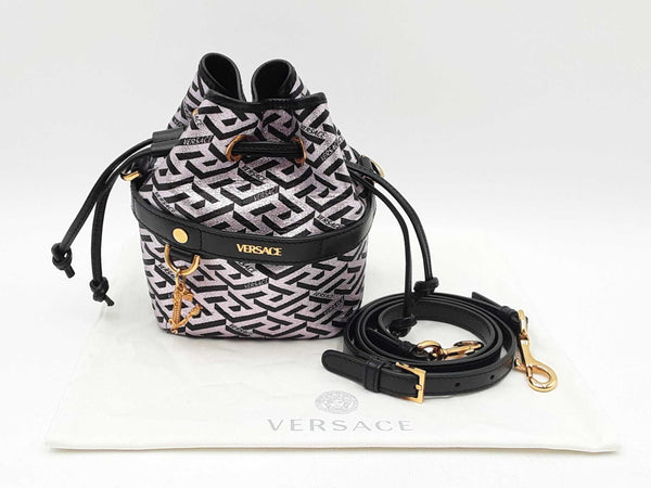 Versace La Greca Signature Glitter Print Bucket Bag Fw0825wzxdu