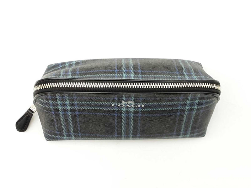Coach Cosmetic Pouch In Multicolor Plaid Signature Coated Canvas Fw0725pzdu