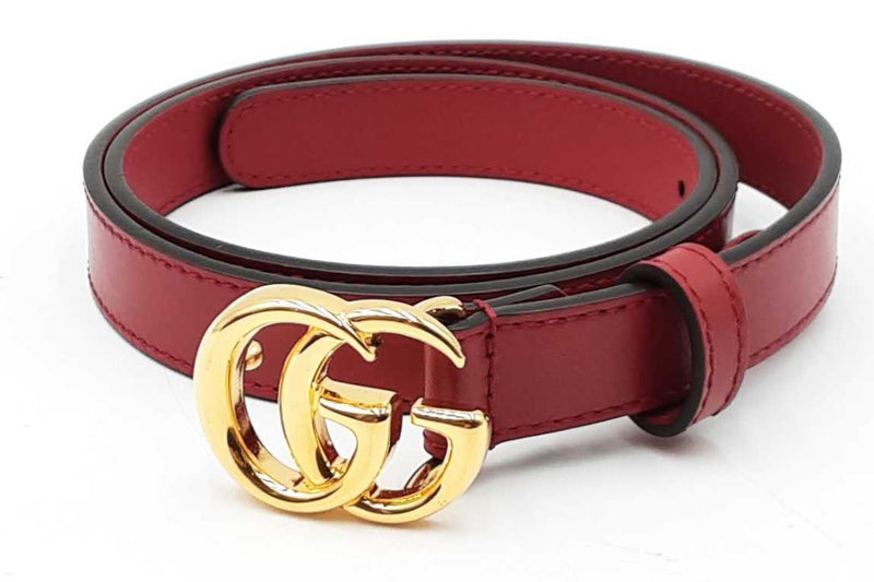 Gucci Marmont Red Leather Double G Belt Eb1224lrxdu