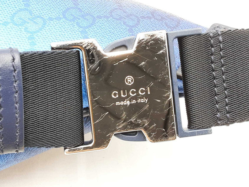 Gucci Chroma Large Belt Bag In Blue Gg Monogram Coated Canvas Fw1025szxdu