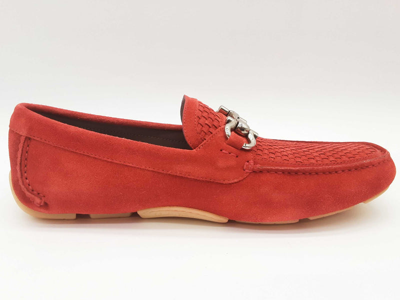 Salvatore Ferragamo Parigi Flame Red Suede Loafers Size Us 8.5e Do0625lxzde