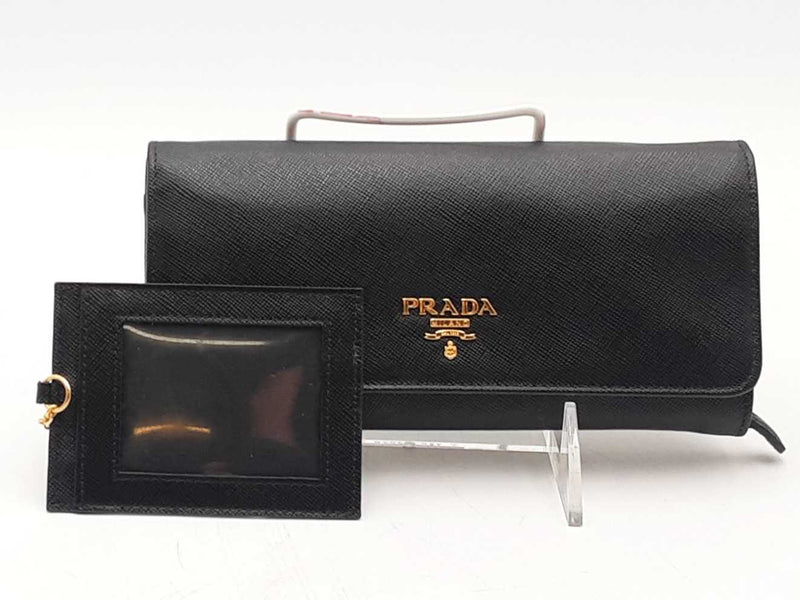 Prada Saffiano Leather Wallet Black Aa1125orzsa